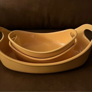 Rachael Ray Yellow Stoneware Oval Baking Dishes, Set of 3